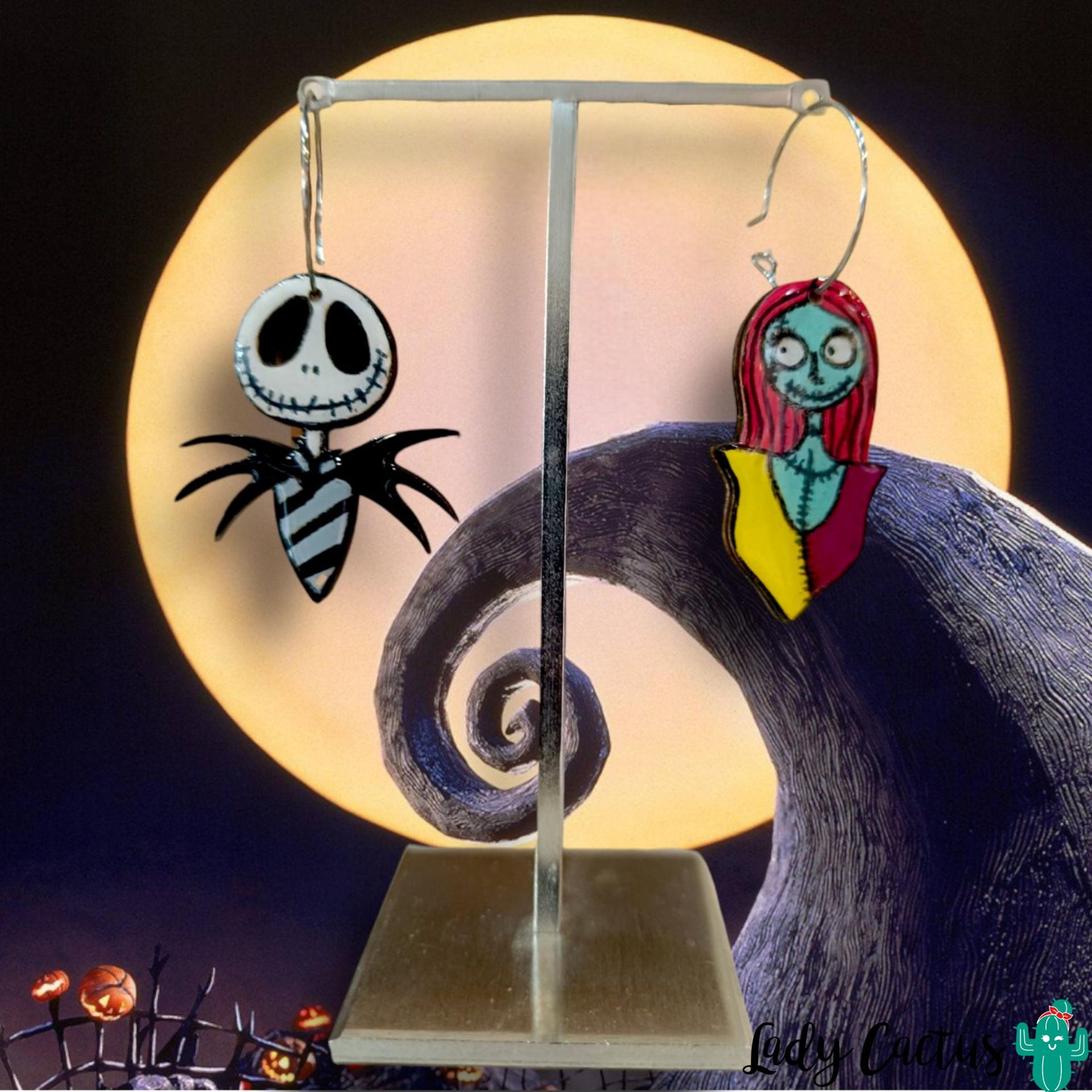 Pendientes artesanales inspirados en la película Pesadilla Antes de Navidad