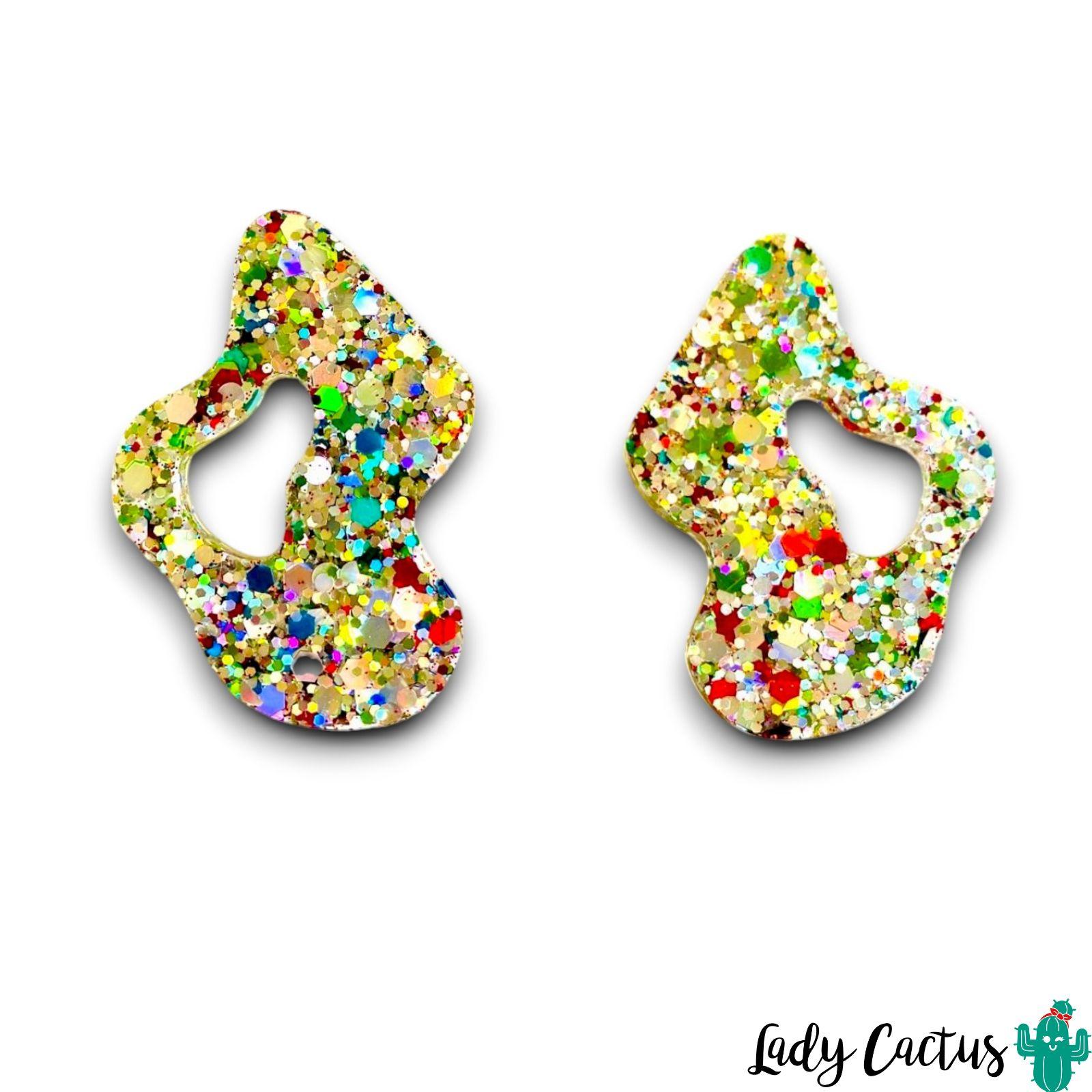 Pendientes de acero inoxidable hipoalergénicos con purpurina