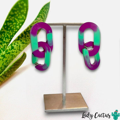 Pendientes Vita Doble Verde y Malva Lady Cactus