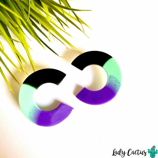 Pendientes Semicírculo Malva Verde Lady Cactus