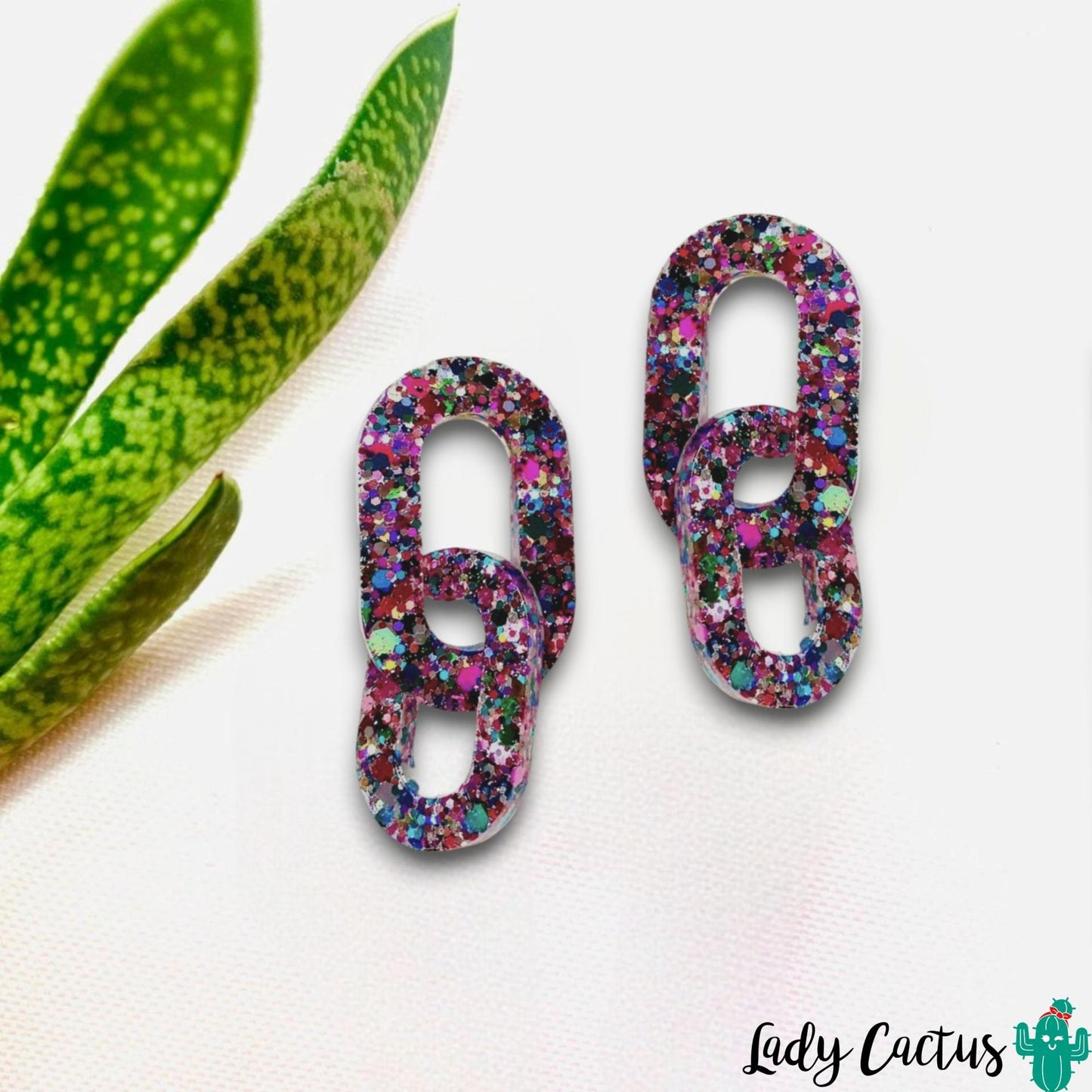 Pendientes Vita Doble de Lady Cactus con acabado de brillo intenso