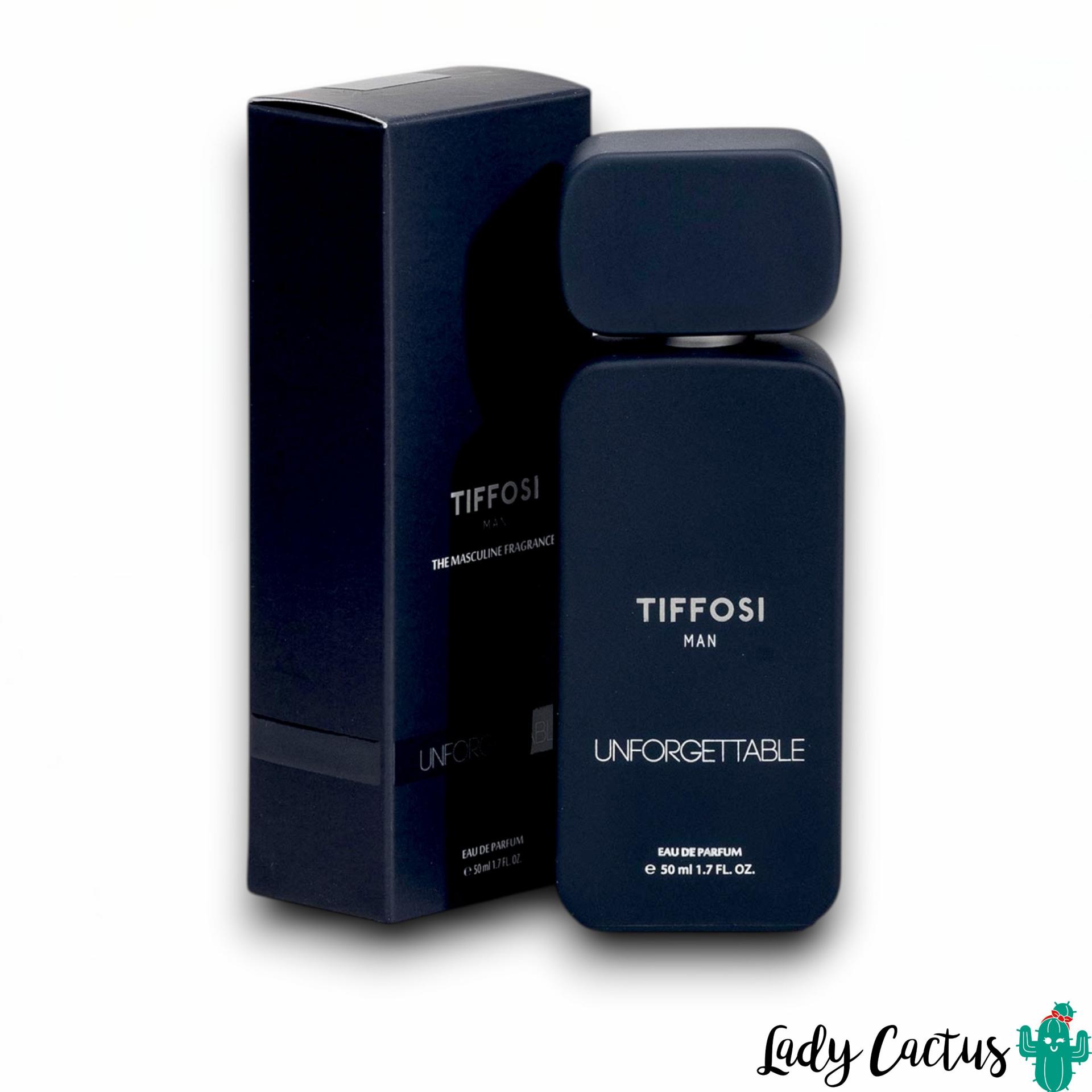 Perfume Tiffosi Unforgettable Masculino en frasco de vidrio azul de 50 ml