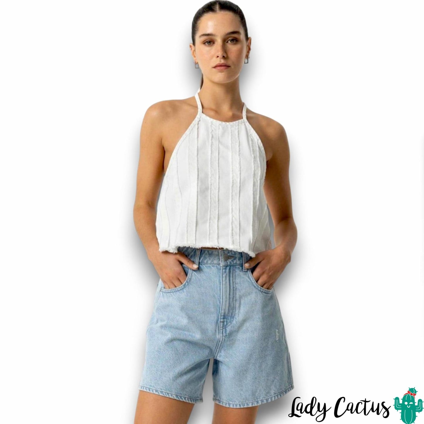 Pantalón Corto Denim Mom Fit de Tiro Alto - Tiffosi