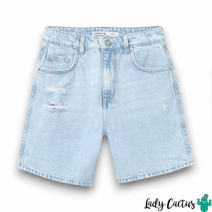 Pantalón Corto Denim Mom Fit de Tiro Alto - Tiffosi