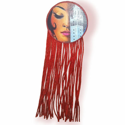 Broche La Giralda Redondo Flecos Rojos Soy Colorearte