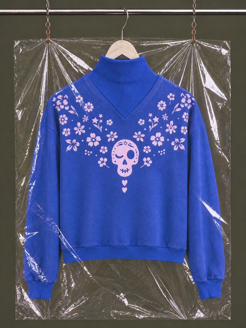 Sudadera azul "Calavera" de Aire Retro