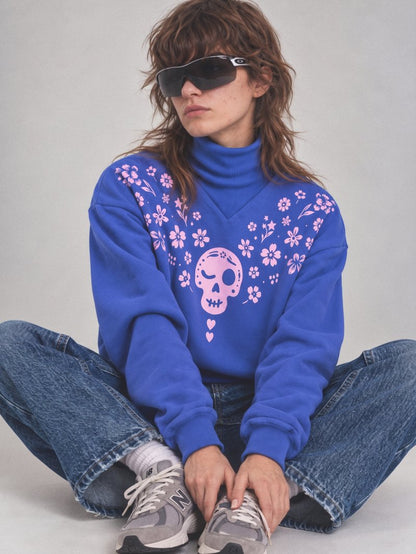Sudadera azul "Calavera" de Aire Retro