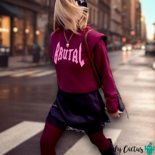 Sudadera Burdeos Brutal de Aire Retro en Lady Cactus