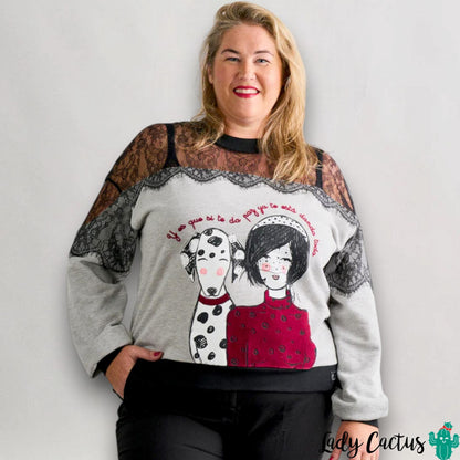 Sudadera Dálmata con maxi print serigrafiado de Anabel Lee para paz emocional