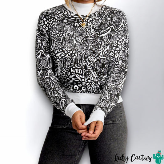 Sudadera Felinos de Aire Retro en Lady Cactus