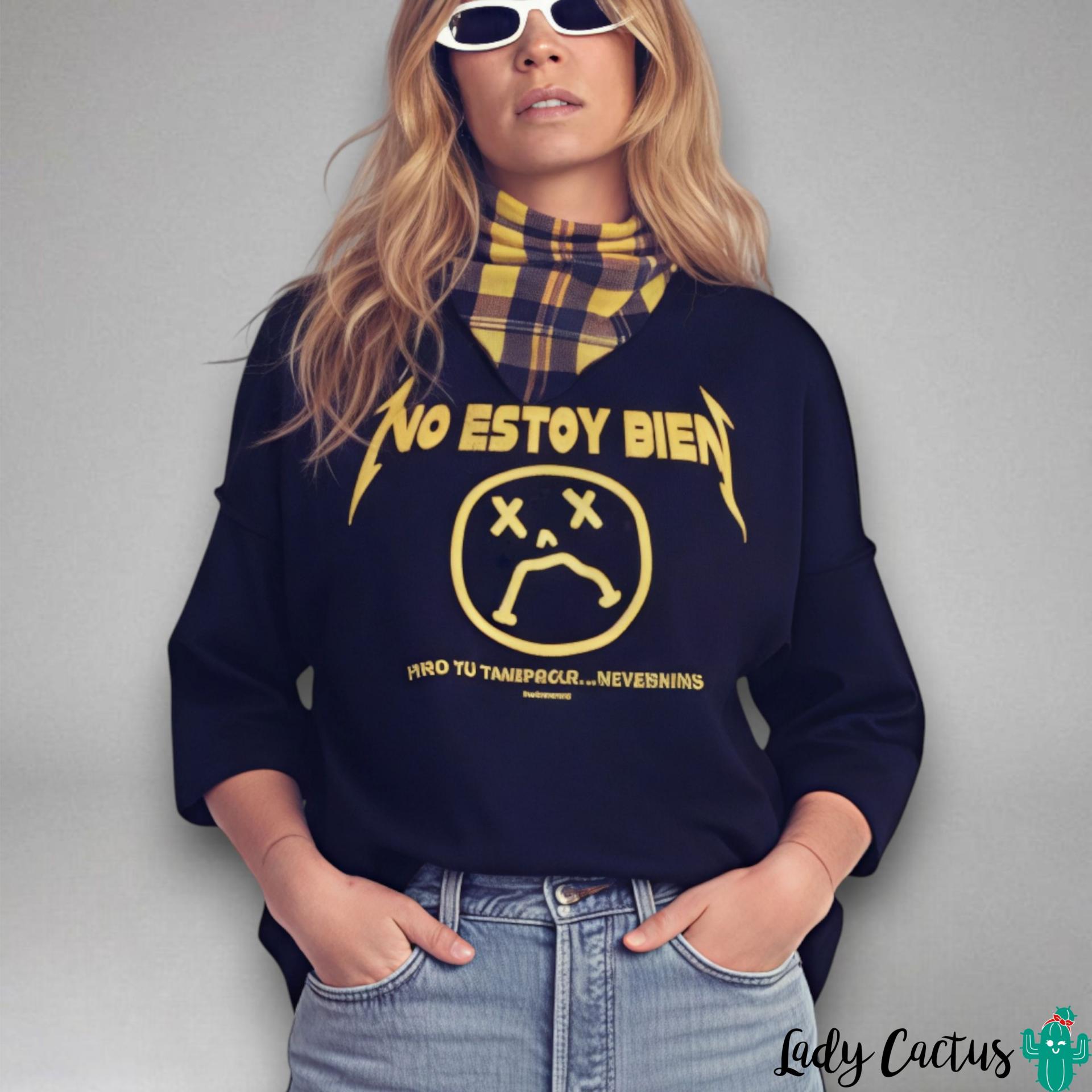 Sudadera No Estoy Bien Negra de Aire Retro con frase irónica emocional