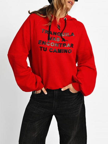 Sudadera Hoddie "Tranquila" Roja de Aire Retro