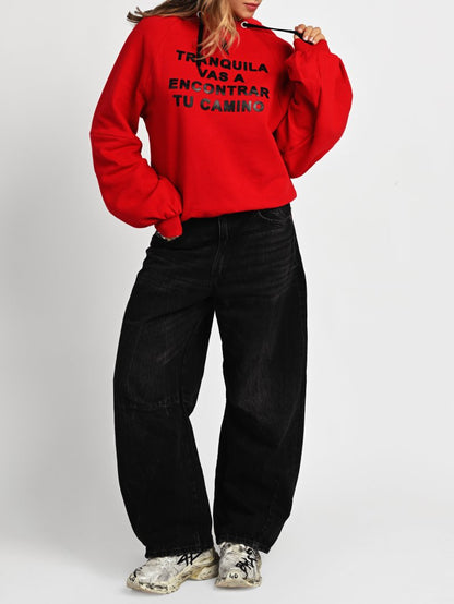 Sudadera Hoddie "Tranquila" Roja de Aire Retro