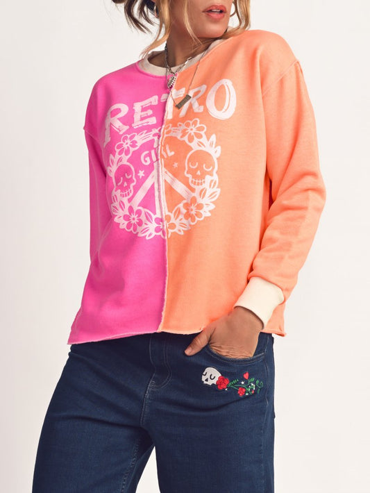 Sudadera Retro Girl bicolor en rosa y naranja flúor de la marca Aire Retro.