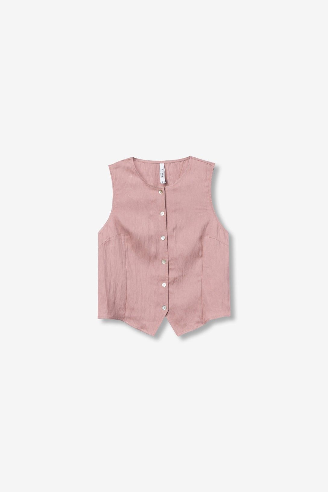 Ropa de mujer Tiffosi con diseño de blusa chaleco rosa.