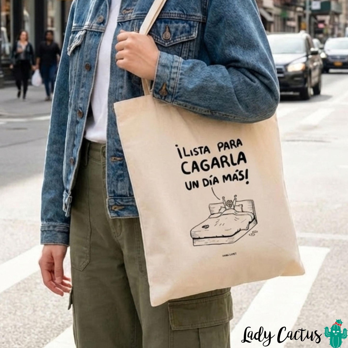 Tote Bag Lista para Cagarla María Gómez Lady Cactus