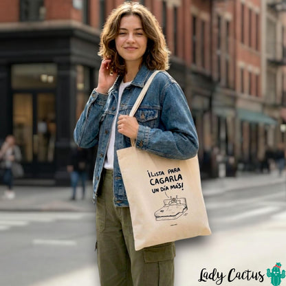 Tote Bag Lista para Cagarla María Gómez Lady Cactus