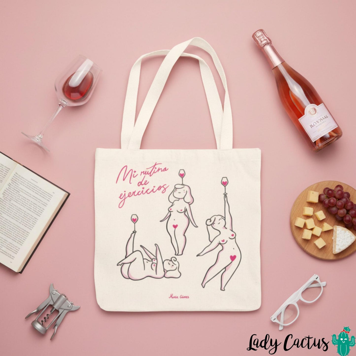 Tote Bag Mi Rutina de Ejercicios María Gómez Lady Cactus