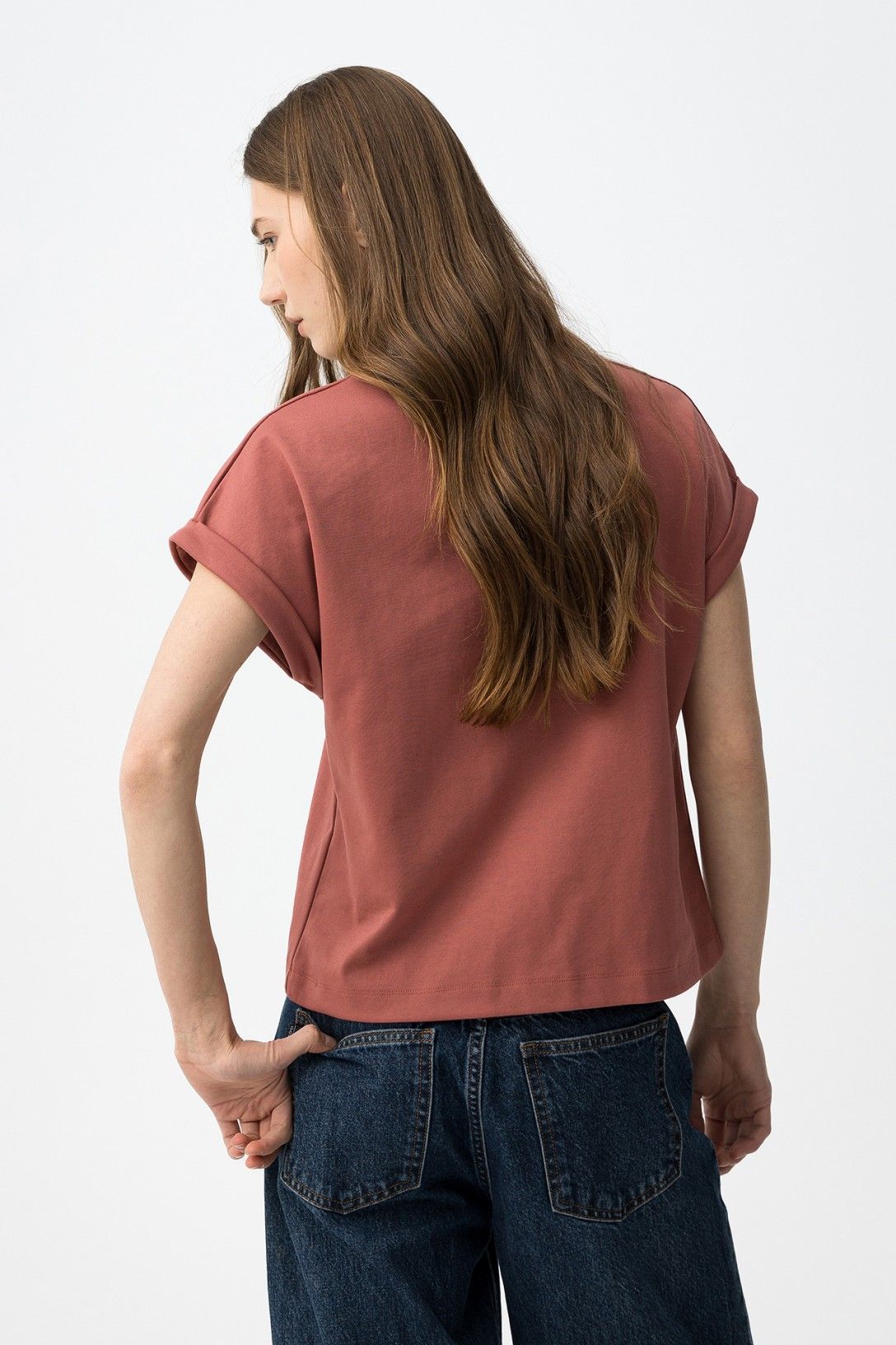 Camiseta de corte recto rosa empolvado en Lady Cactus