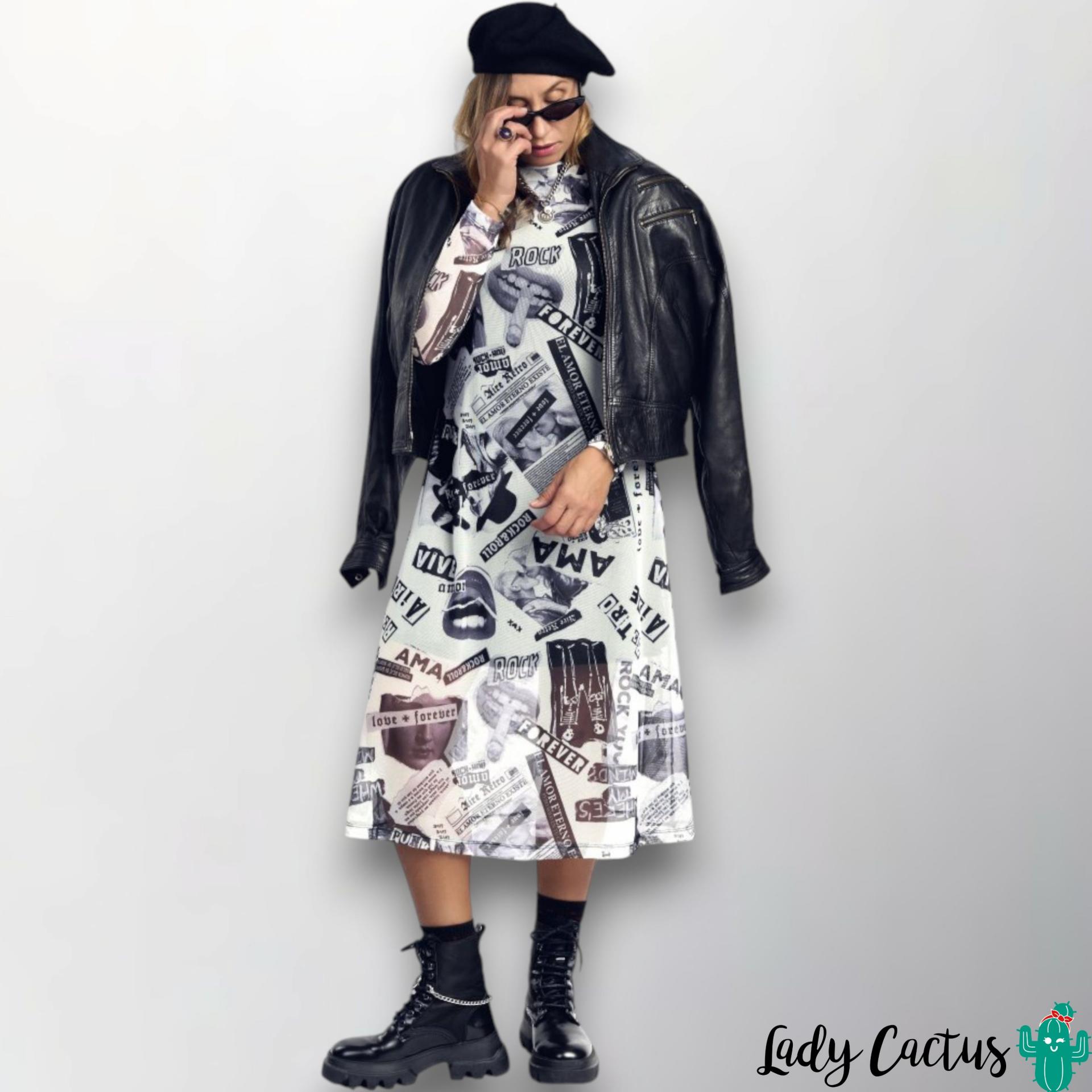 Vestido Collage Blanco de Aire Retro