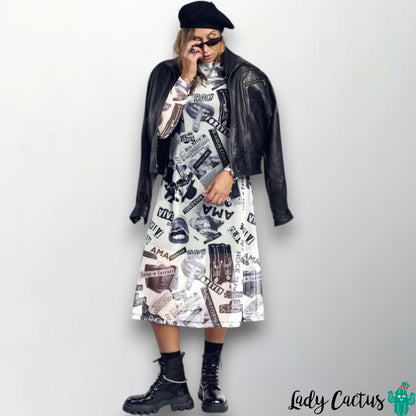 Vestido Collage Blanco de Aire Retro