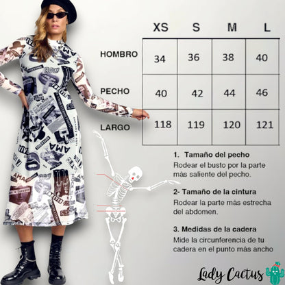 Guía de tallad del Vestido Collage Blanco de Aire Retro