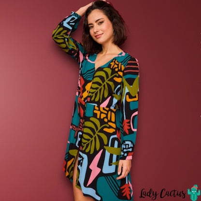 Vestido corto Eucalipto con motivos florales multicolor de Smile para toque femenino desenfadado