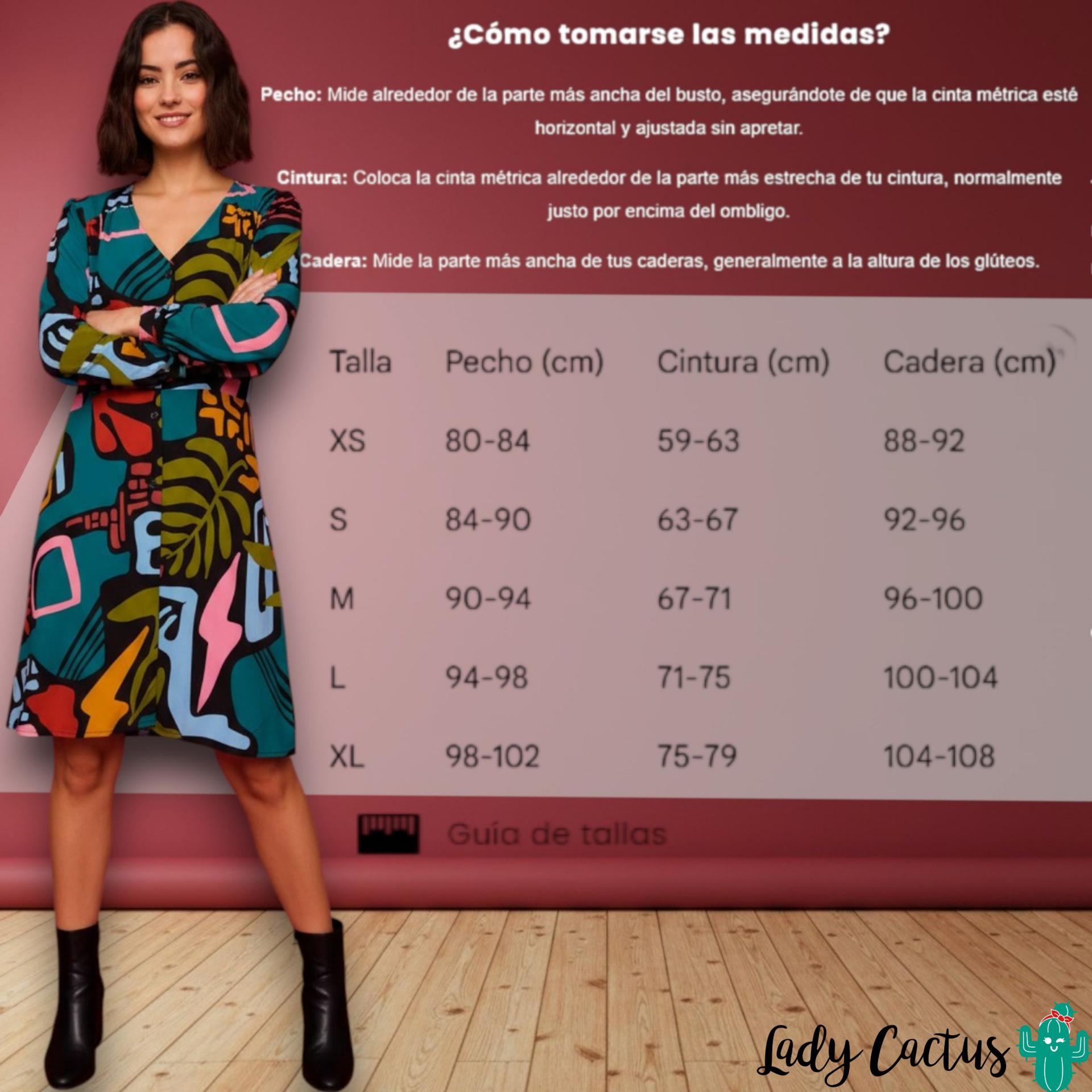 Guía de tallas del Vestido corto Eucalipto multicolor de Smile