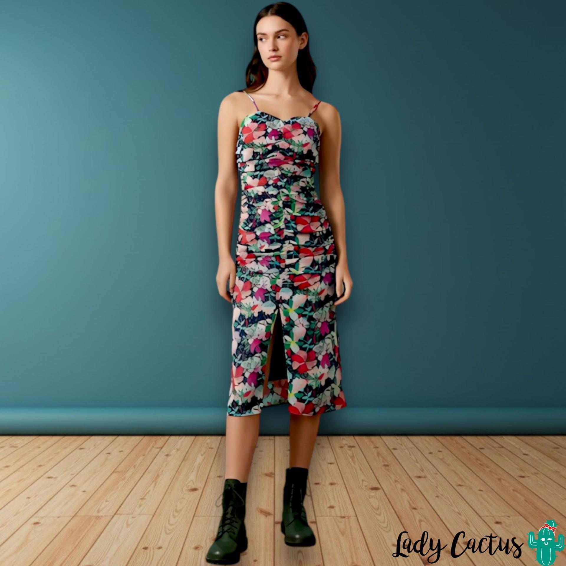 Vestido Danae con abertura delantera de Minueto para movimiento femenino dinámico