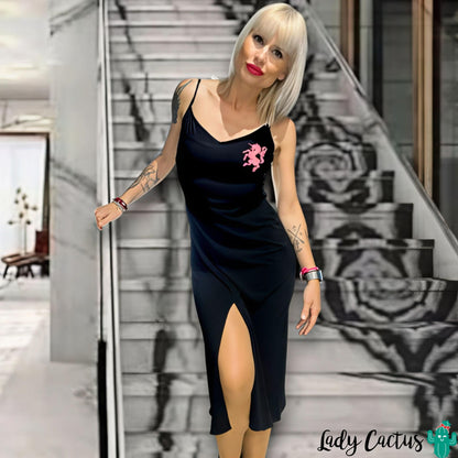 Vestido Lasal unicornio negro con bordado pecho y exclusividad numerada