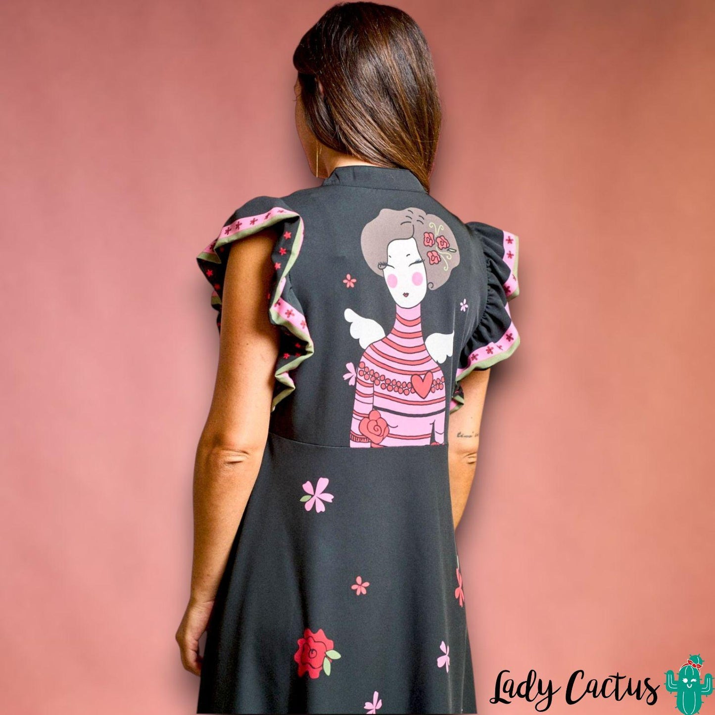 Vestido Paula con floral rojos rosas de Anabel Lee para profundidad emocional