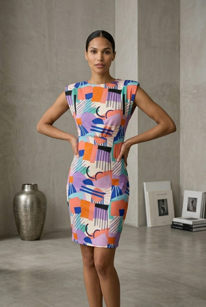 Vestido corto estampado con diseño Mix modelo Rosemary de Minueto.