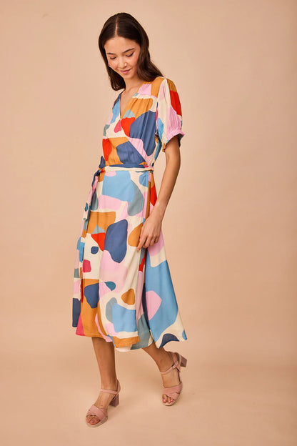 Vestido largo cruzado tipo pareo con diseño estampado modelo Xago Mix de Smile Vestidor.