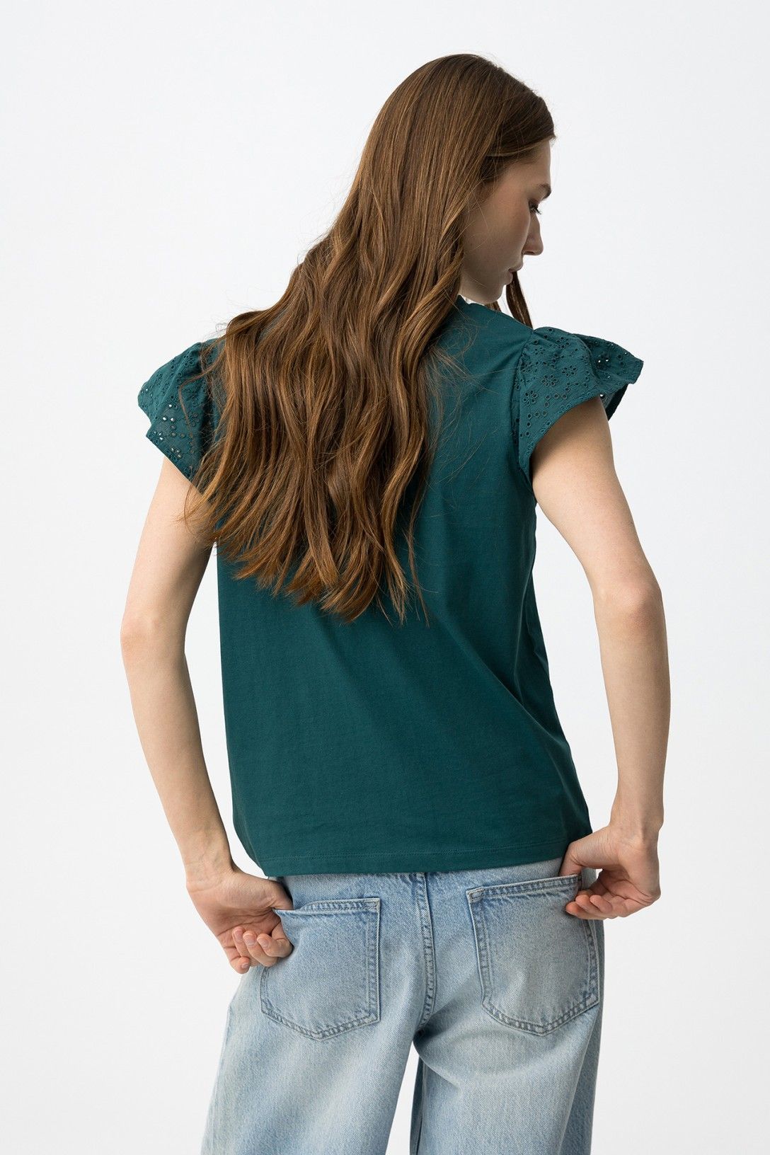 Camiseta de algodón 100% color verde para mujer