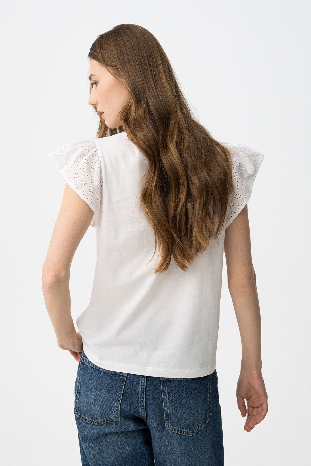 Camiseta básica blanca de algodón 100% para mujer